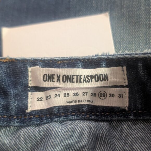 One Teaspoon | Mini Freelove Distressed Denim Skirt In Bleu Cult - Picture 5 of 16